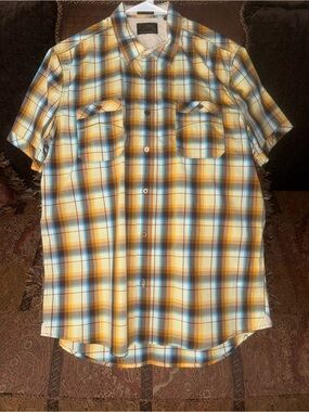 7 Diamonds  Large
Plaid Short-Sleeve Button-Up Shirt - Yellow/Blue